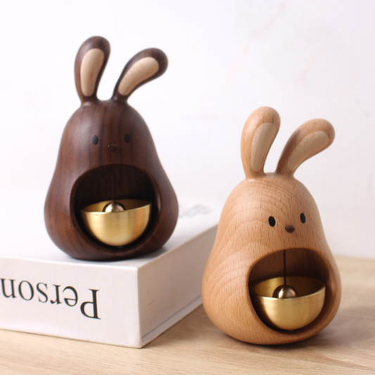 Wooden Bunny Desk Bell | Handcrafted Meditation Bell & Desktop Decor