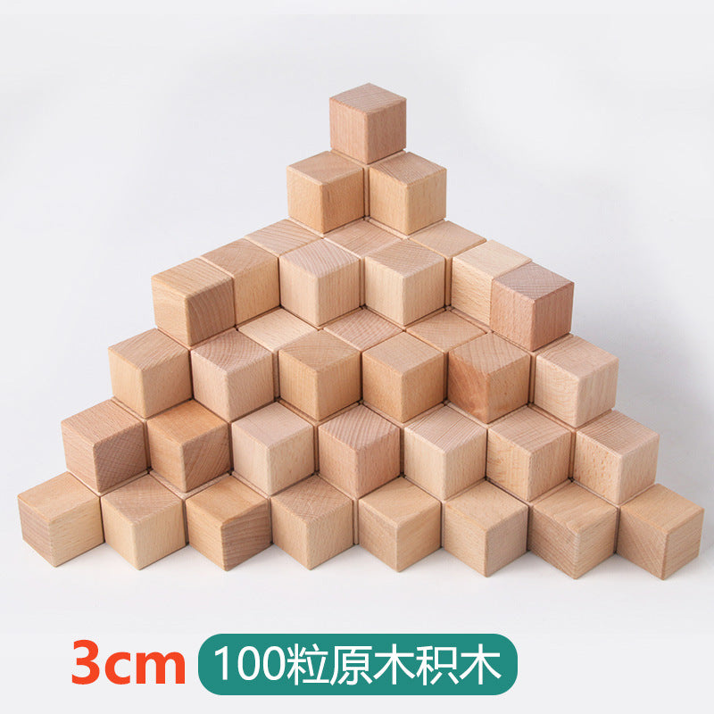 100pcs Natural Wooden Building Blocks Set | Montessori Toy for Toddlers & Kids