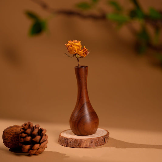 Mini Wooden Vase for Dried Flowers | Handcrafted Natural Wood Bud Vase Decor