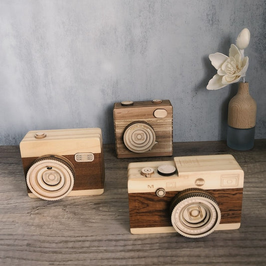 Vintage Wooden Camera Decor | Handmade Retro Photography Ornament