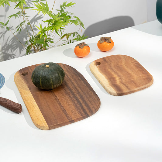 Handcrafted Wooden Cutting Board | Natural Acacia Chopping Board with Handle for Kitchen & Serving