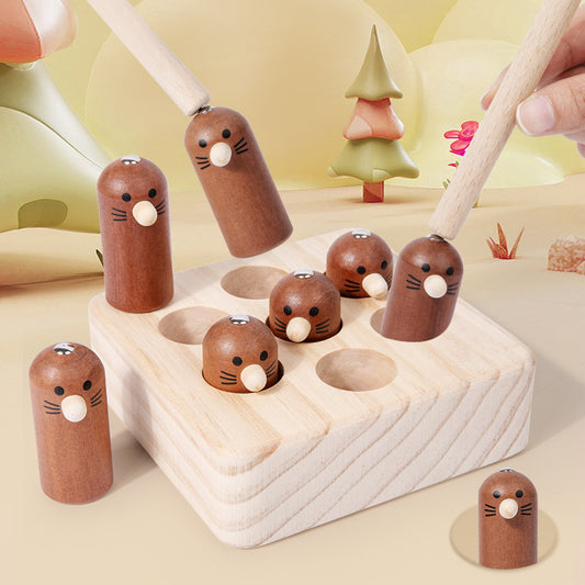 Wooden Whack-a-Mole Toy for Toddlers | Montessori Fine Motor Game for Kids Ages 1-3