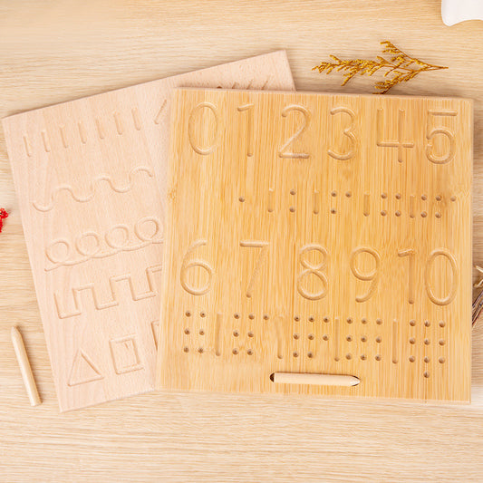 Montessori Wooden Tracing Board for Letters, Numbers & Shapes | Handwriting Practice Toy
