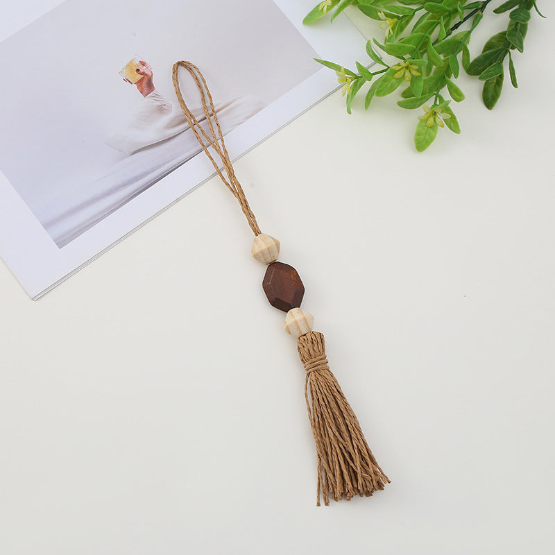 Boho Wood Bead Tassel Ornament | Handmade Natural Hanging Décor for Curtain, Wall, Gift Wrap, Bookmarks