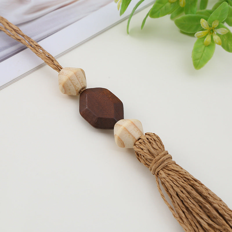 Boho Wood Bead Tassel Ornament | Handmade Natural Hanging Décor for Curtain, Wall, Gift Wrap, Bookmarks