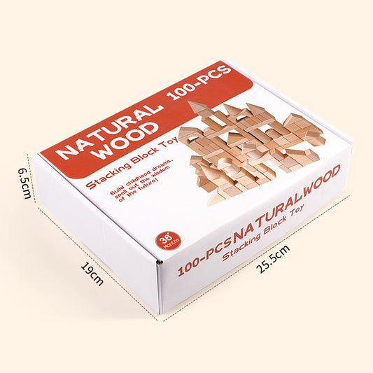 100pcs Natural Wooden Building Blocks Set | Educational Montessori Toy for Toddlers & Kids