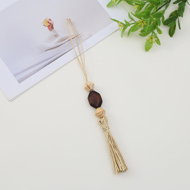 Boho Wood Bead Tassel Ornament | Handmade Natural Hanging Décor for Curtain, Wall, Gift Wrap, Bookmarks