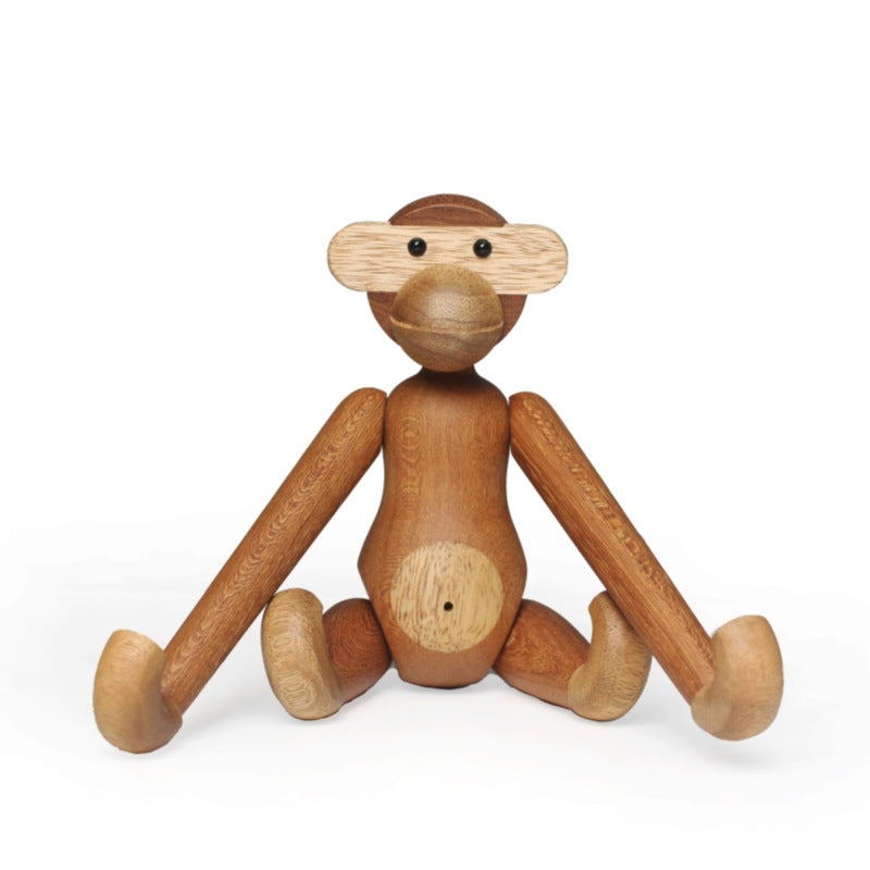 Handcrafted Wooden Monkey Figurine – Scandinavian Style Art Toy