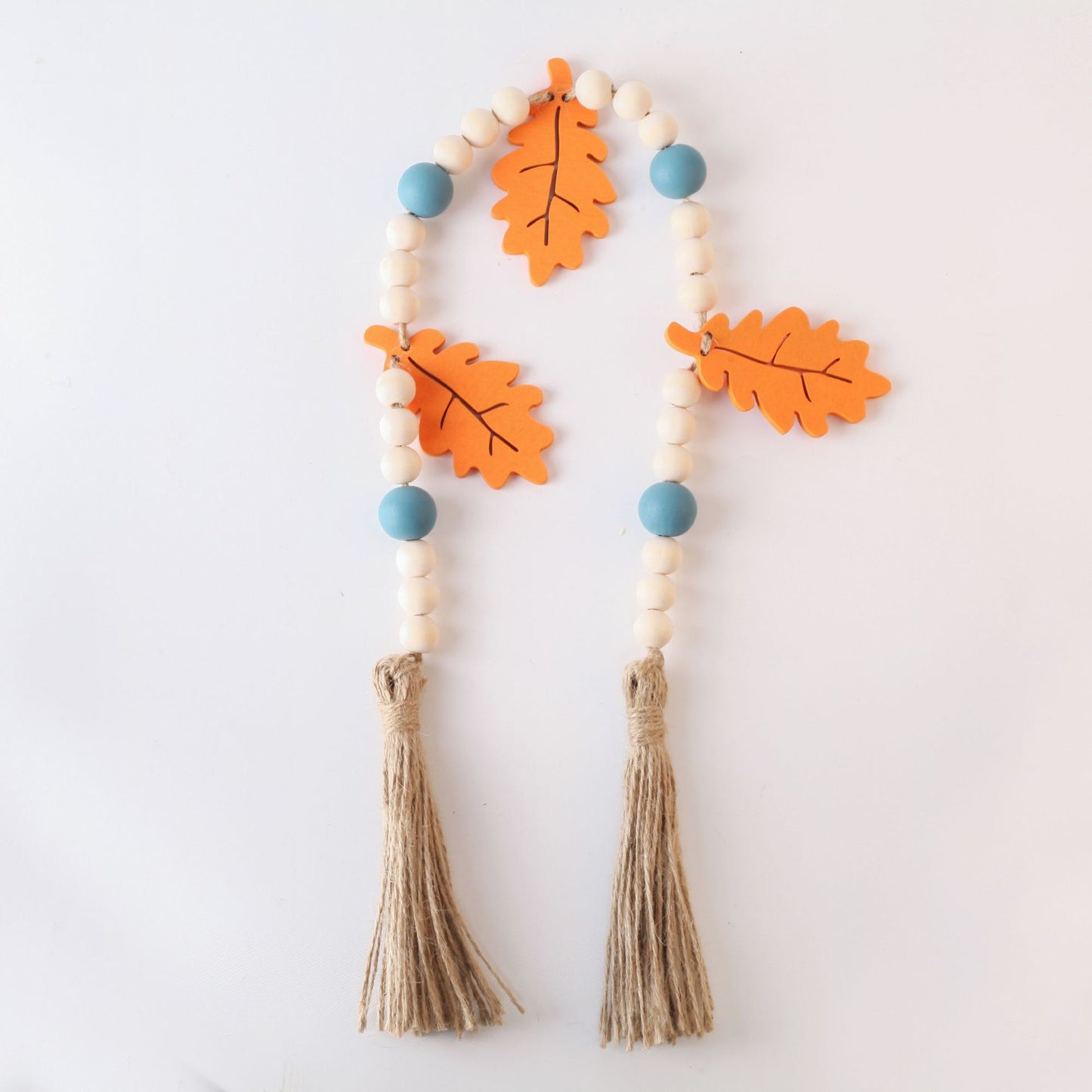 Natural Wooden Bead Garland with Tassels | Rustic Farmhouse Home Décor