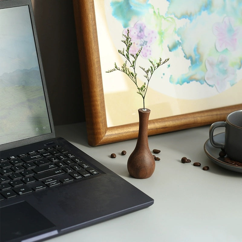Handcrafted Wooden Vase | Minimalist Natural Wood Flower Holder for Home Décor
