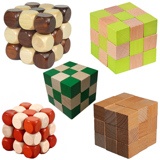 Wooden Puzzle Cube Brain Teaser | Handcrafted Logic Toy for Kids & Adults