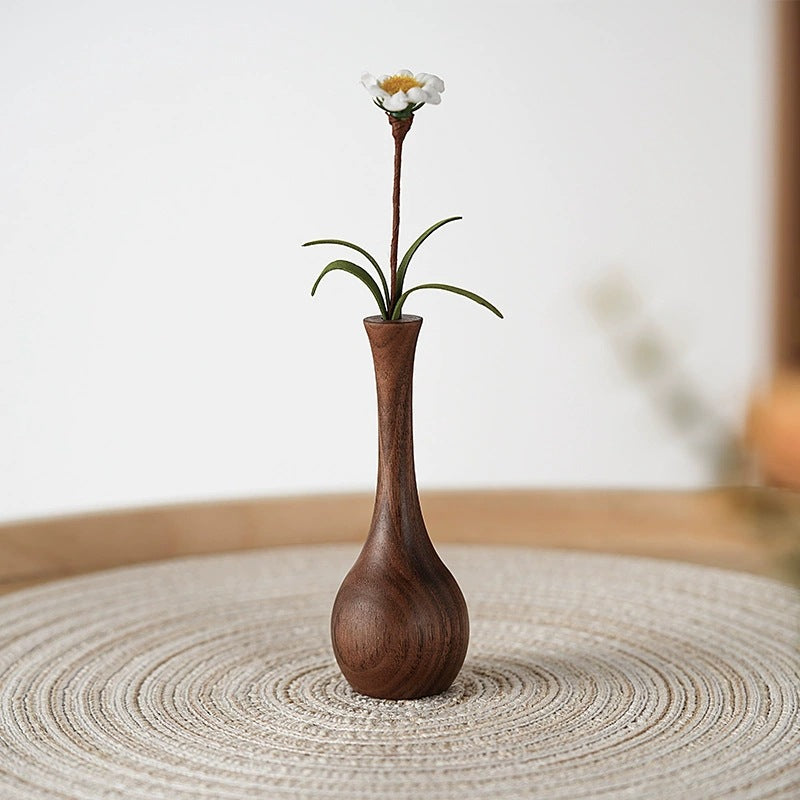 Handcrafted Wooden Vase | Minimalist Natural Wood Flower Holder for Home Décor