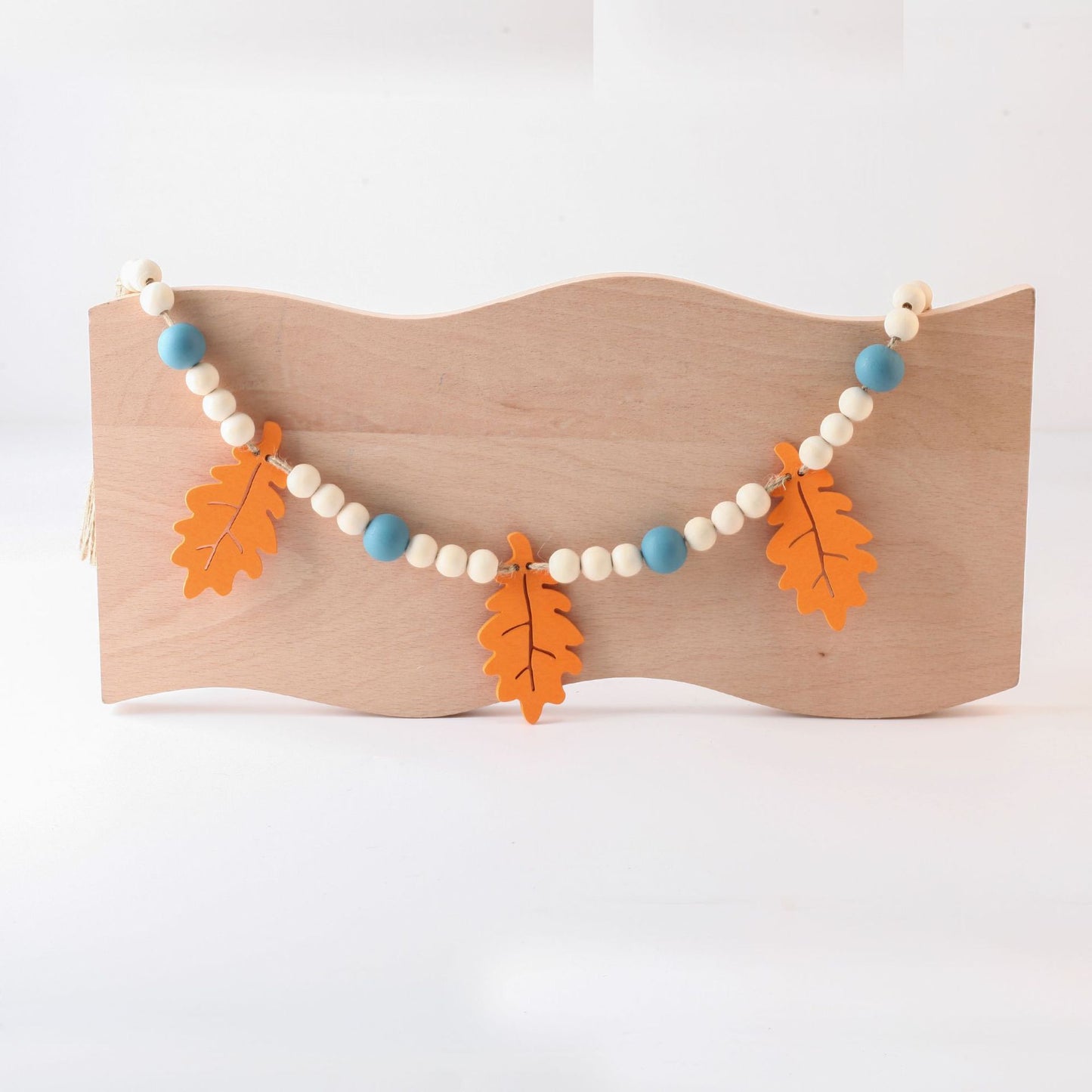 Natural Wooden Bead Garland with Tassels | Rustic Farmhouse Home Décor